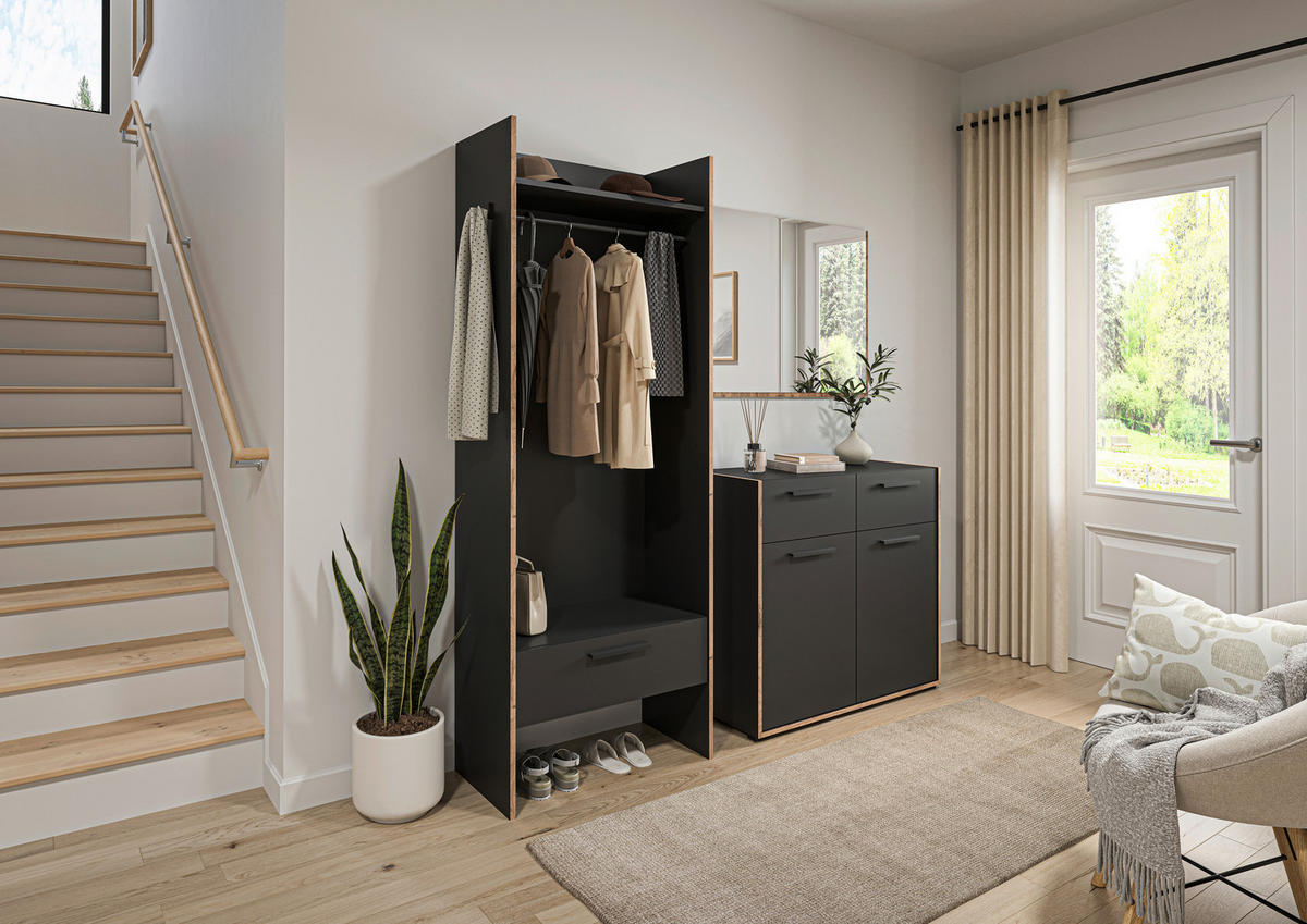 Garderobe Bueno Basalt Nox Oak Nachbildung B/H/T: ca. 180x189x37 cm Bueno - Basalt (180,00/189,00/37,00cm) - xonox.home