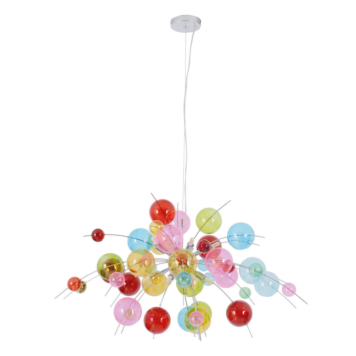 Näve Leuchten Pendelleuchte bunt Metall Glas B/H/T/D: ca. 98x187x98x98 cm G9 10 Brennstellen EXPLOSION - bunt (98,00/187,00/98,00cm) - Näve Leuchten