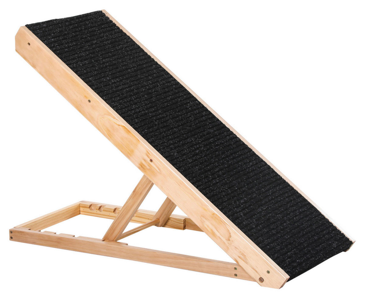 PawHut Haustierrampe, verstellbar natur Edelstahl B/H/L: ca. 40x90x61 cm Haustierrampe - natur/schwarz (61,00/40,00/90,00cm) - PawHut