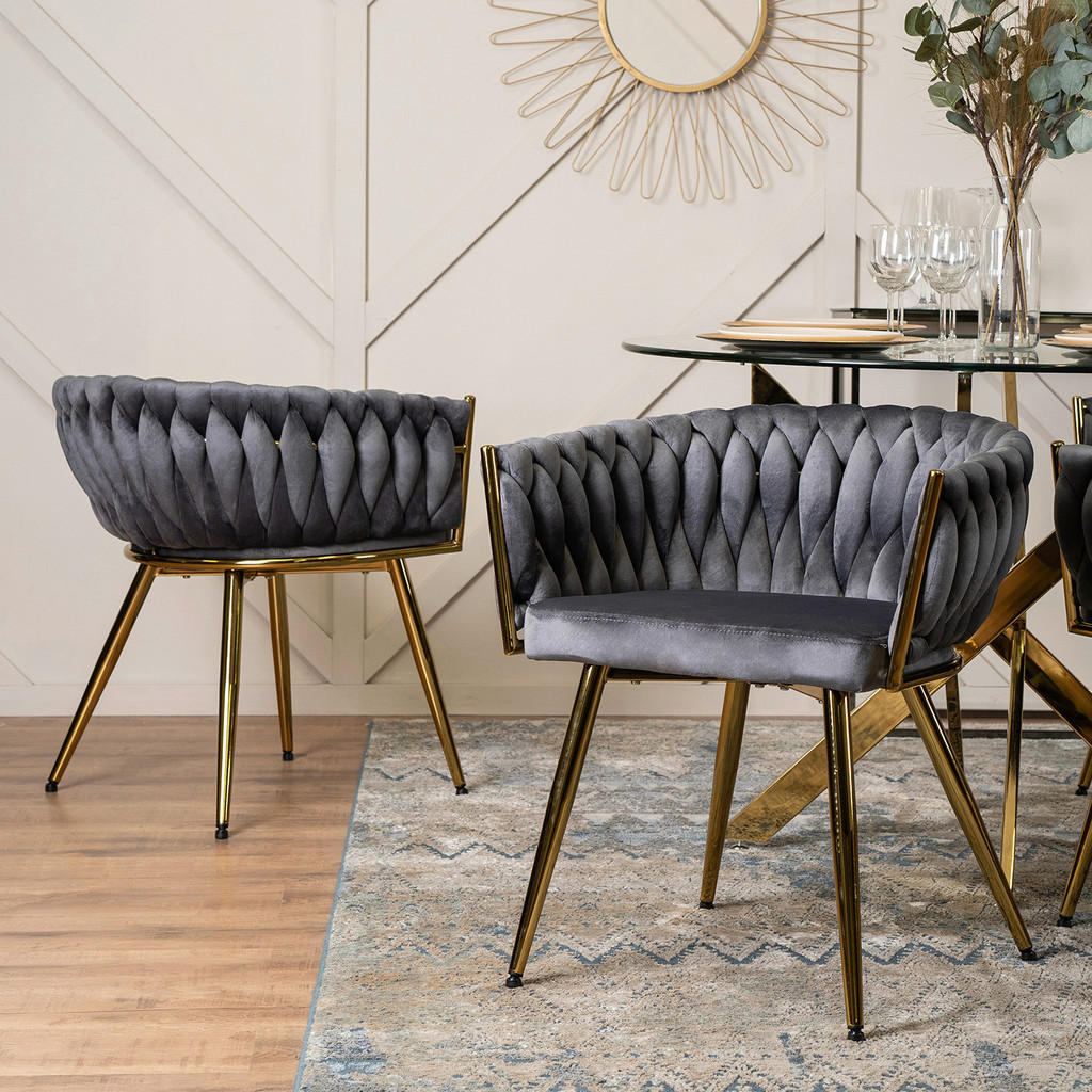 Thumbnail - Stuhl CAPRI grau Velourstoff B/H/T: ca. 65x73x54 cm