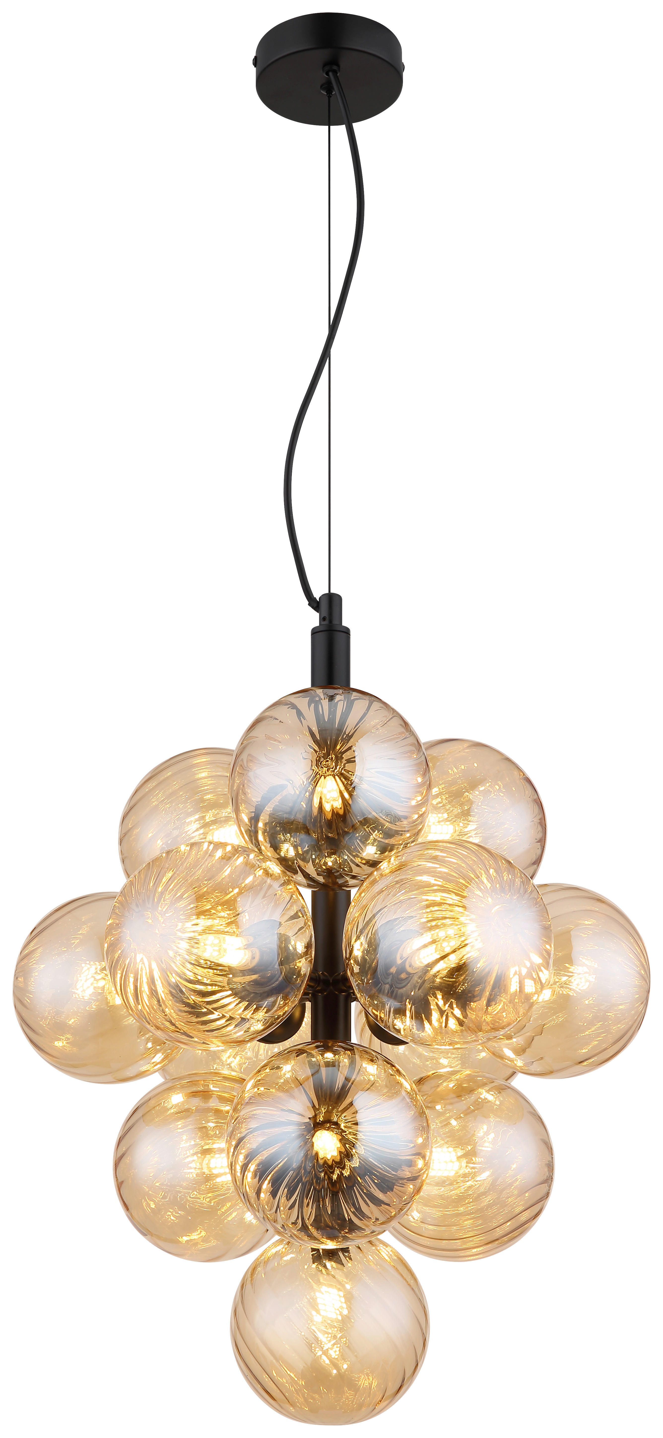 GLOBO LED-Pendelleuchte schwarz amber Glas Metall H/D: ca. 120x39,5 cm 13.0 Brennstellen CONOR - schwarz/amber (39,50/120,00cm) - GLOBO