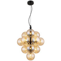 GLOBO LED-Pendelleuchte schwarz amber Glas Metall H/D: ca. 120x39,5 cm 13.0 Brennstellen CONOR - schwarz/amber (39,50/120,00cm) - GLOBO