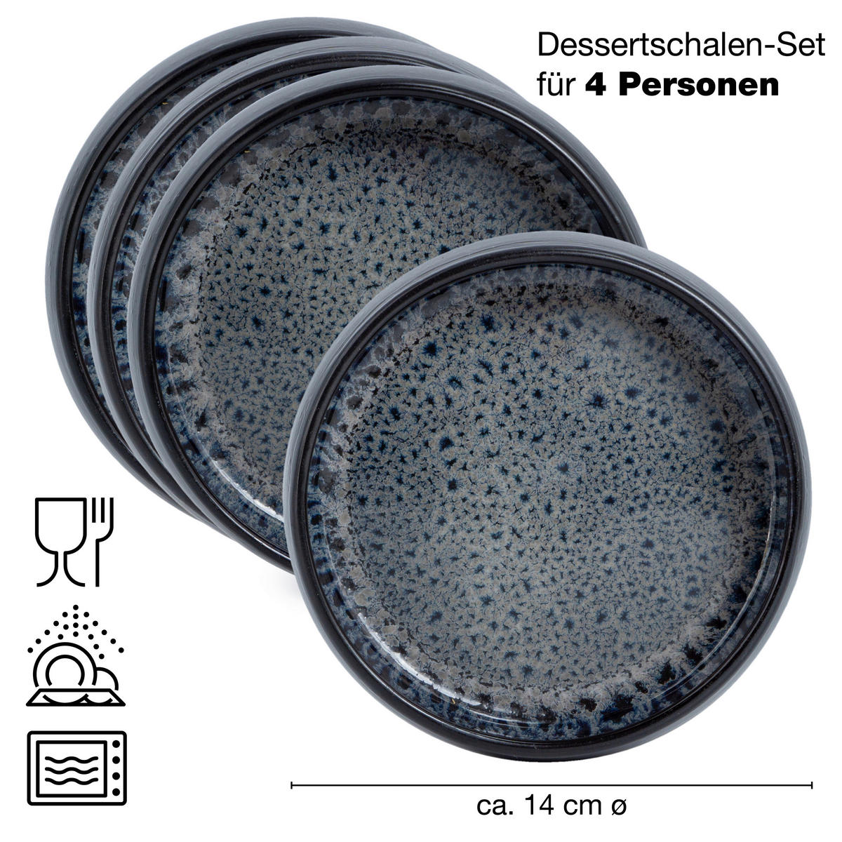 Moritz & Moritz Dessertschalen-Set grauschwarz Steinzeug H/D: ca. 5x19 cm Dessertschalen_4erSet - grauschwarz (19,00/5,00cm) - Moritz & Moritz