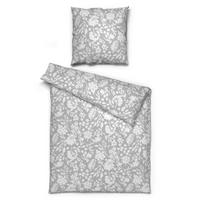 Seersucker Bettwäsche Bettwäsche_Micro-Seersucker Blumen - weiß/silber (135,00/200,00cm)