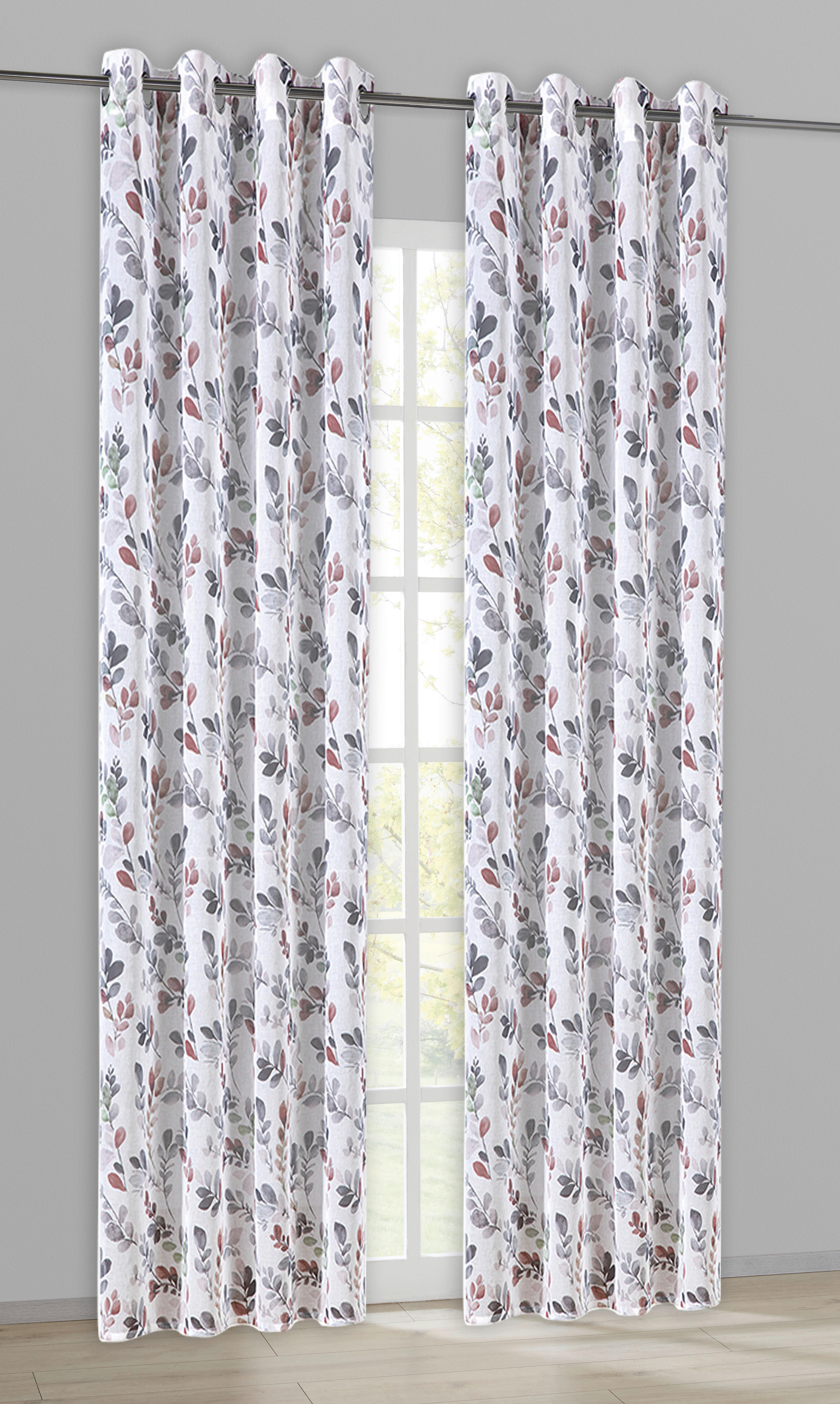Ösenvorhang Blätterzweig grün B/L: ca. 140x245 cm Blätterzweig - terra/grün (140,00/245,00cm)