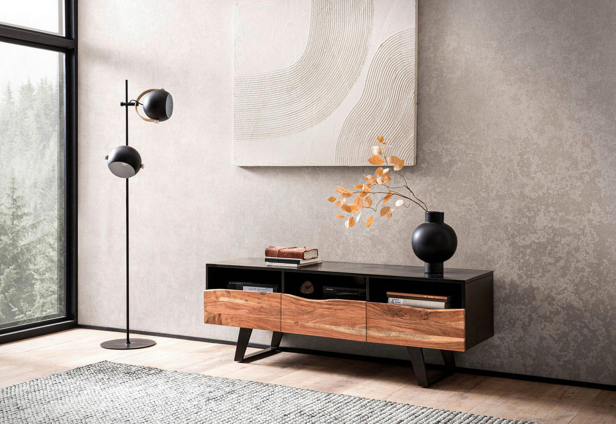 Lowboard schwarz lackiert B/H/T: ca. 140x50x40 cm TV & Lowboard - schwarz (140,00/50,00/40,00cm) - Wohnling