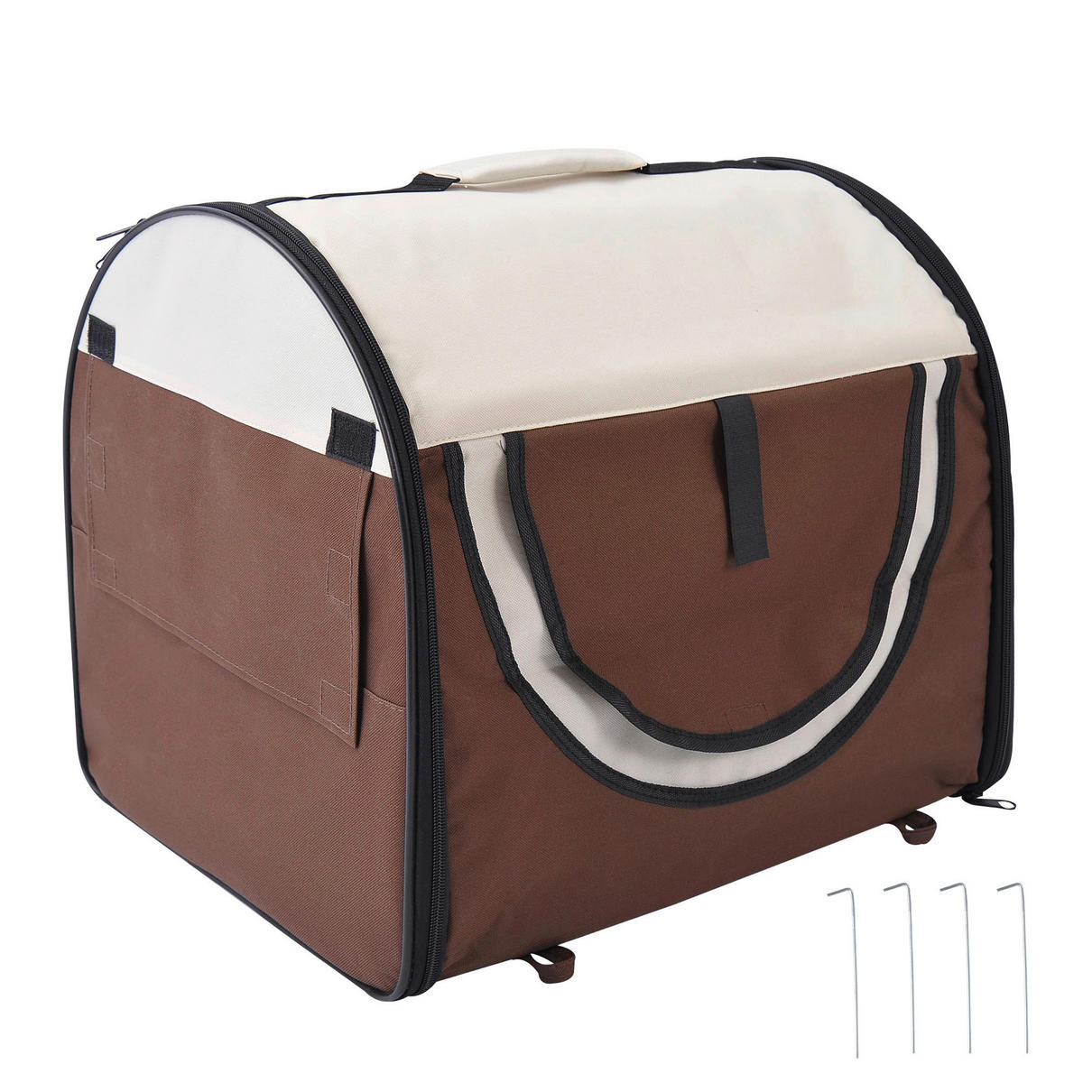 PawHut Hundetransportbox creme Polyester B/H/L: ca. 36x41x46 cm Hundetransportbox - braun/creme (46,00/36,00/41,00cm) - PawHut
