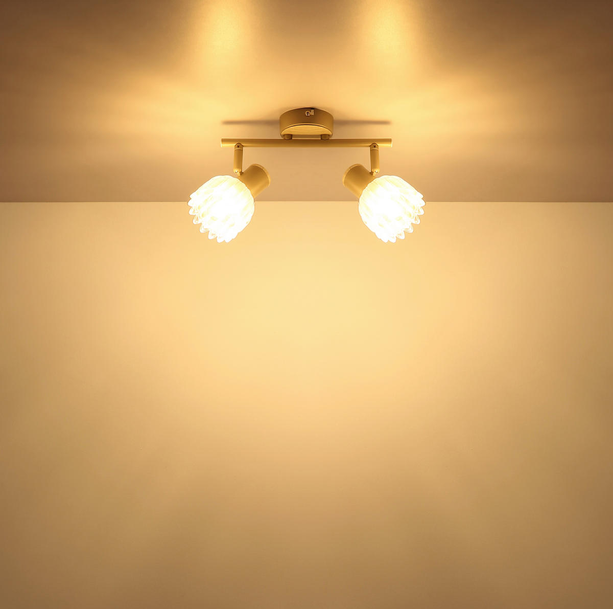 GLOBO Strahler sand Metall Glas B/H/L: ca. 10,5x26x13 cm E14 2 Brennstellen Strahler-Planta - sand (13,00/10,50/26,00cm) - GLOBO