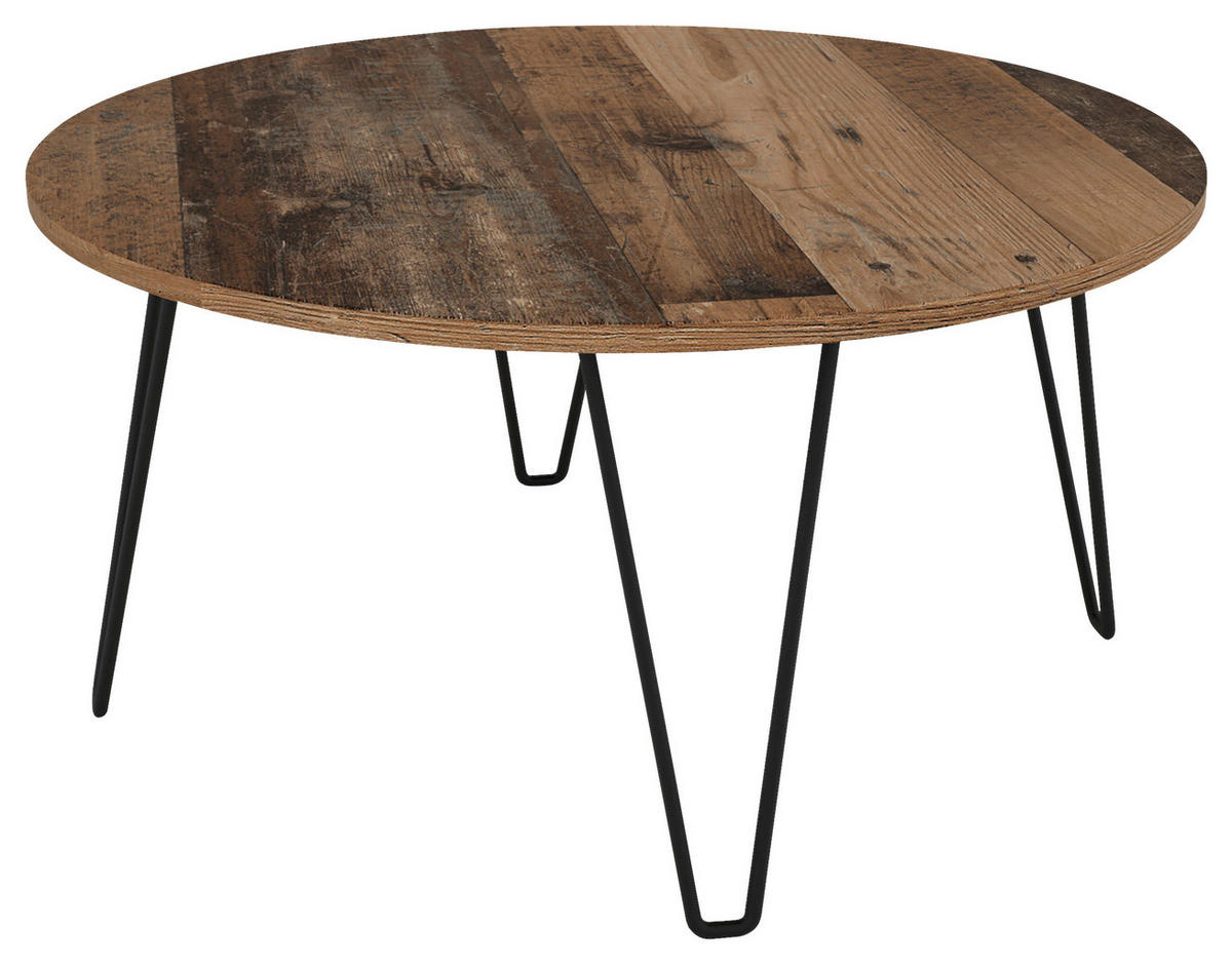 Couchtisch FLAIR Eiche Old Wood Nachbildung schwarz pulverbeschichtet FLAIR - Eiche/schwarz - byLIVING