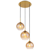 GLOBO Pendelleuchte messing klar Metall H/D: ca. 150x43 cm E27 3 Brennstellen JAMESSA - klar/messing (43,00/150,00cm) - GLOBO