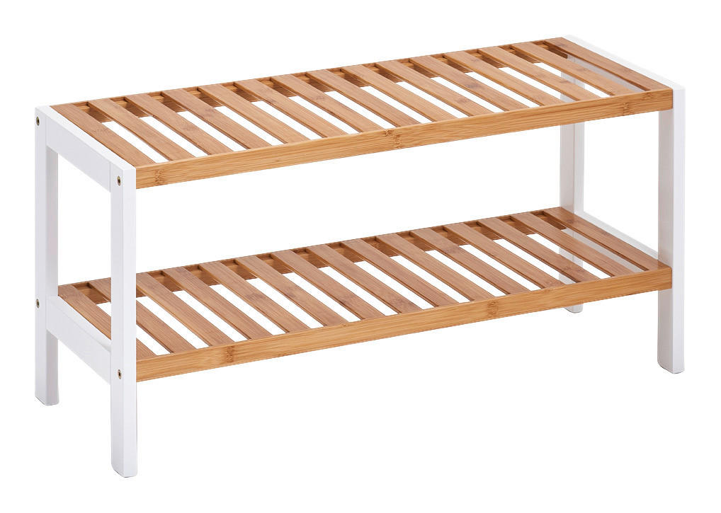 Zeller Schuhregal natur Bambus B/H/T: ca. 70x33x26 cm Schuhregal_mit_2_Ablagen - weiß/natur (70,00/33,00/26,00cm) - Zeller