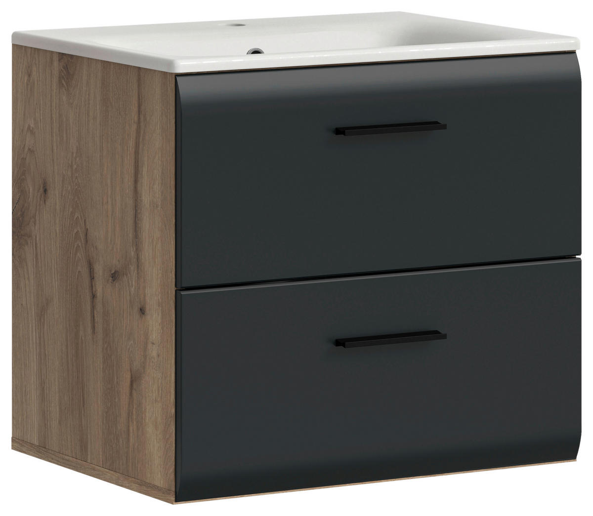 Waschplatz Ice Nox Oak Nachbildung schwarz matt B/H/T: ca. 60x55x46 cm Ice - schwarz (60,00/55,00/46,00cm) - xonox.home