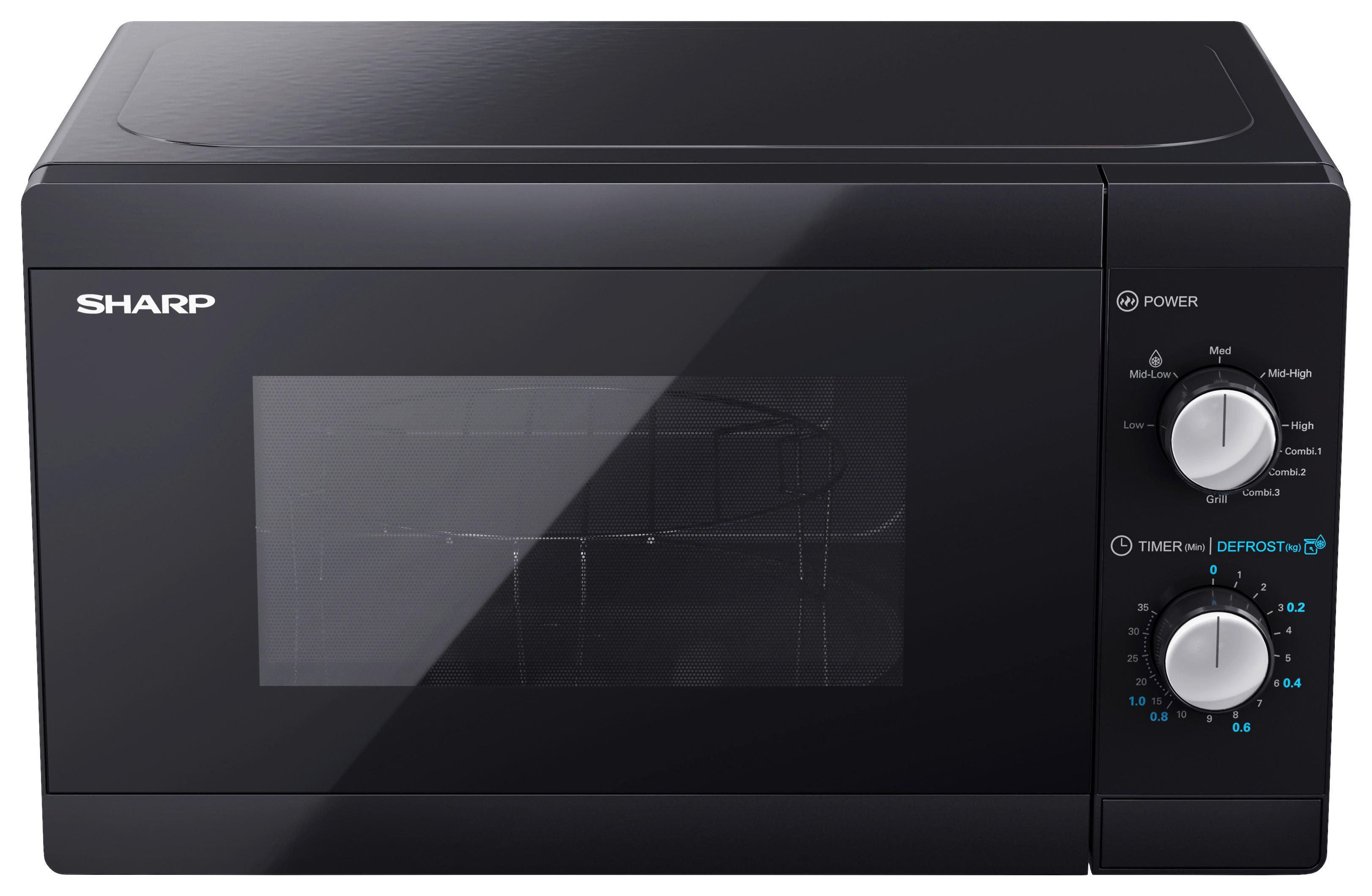 Sharp Mikrowelle 20L, 800W, Silber/schwarz Drehteller 25,5 Cm YC-MS01E-S