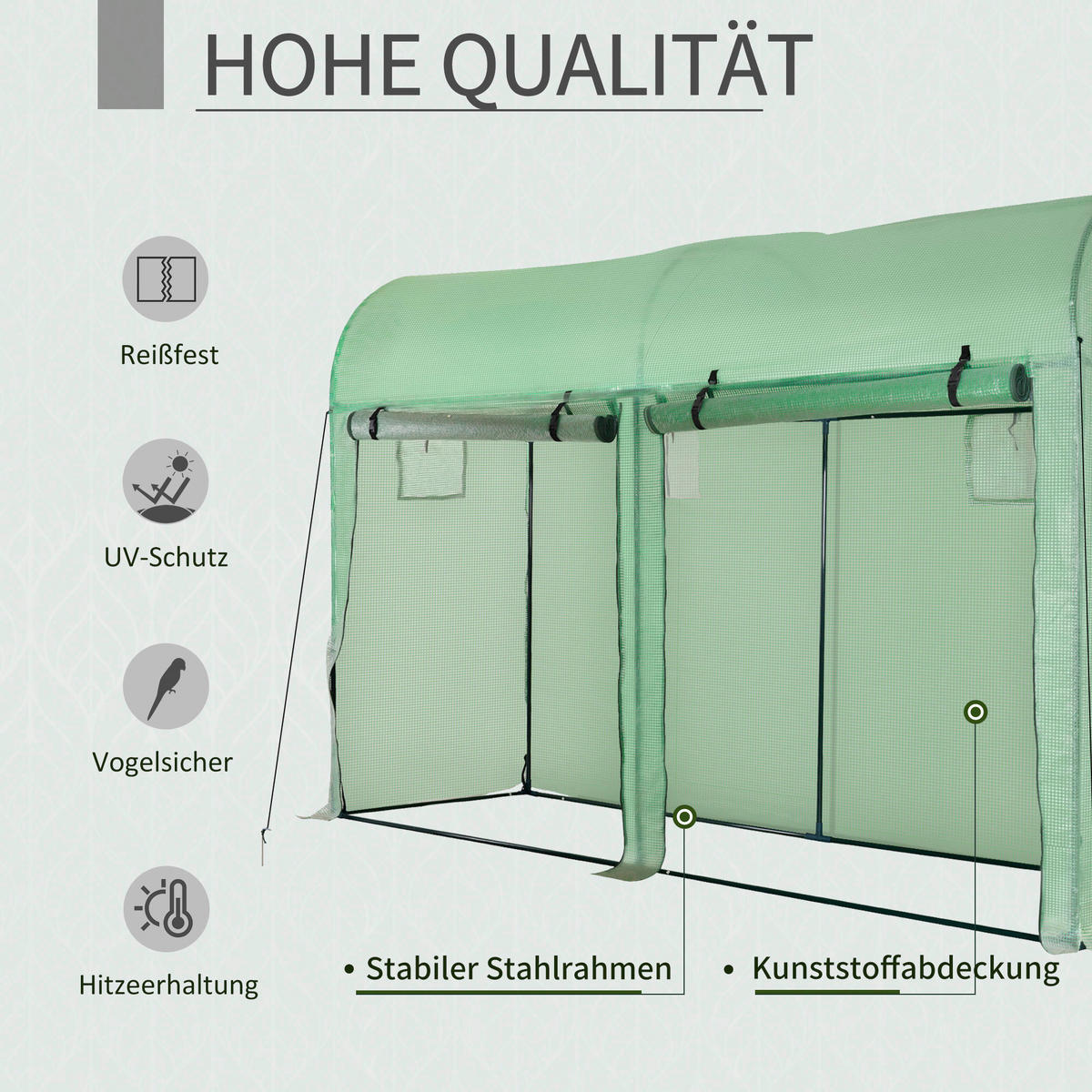 Outsunny Gewächshaus B/H/L: ca. 100x200x300 cm Gewächshaus - grün (300,00/100,00/200,00cm) - Outsunny