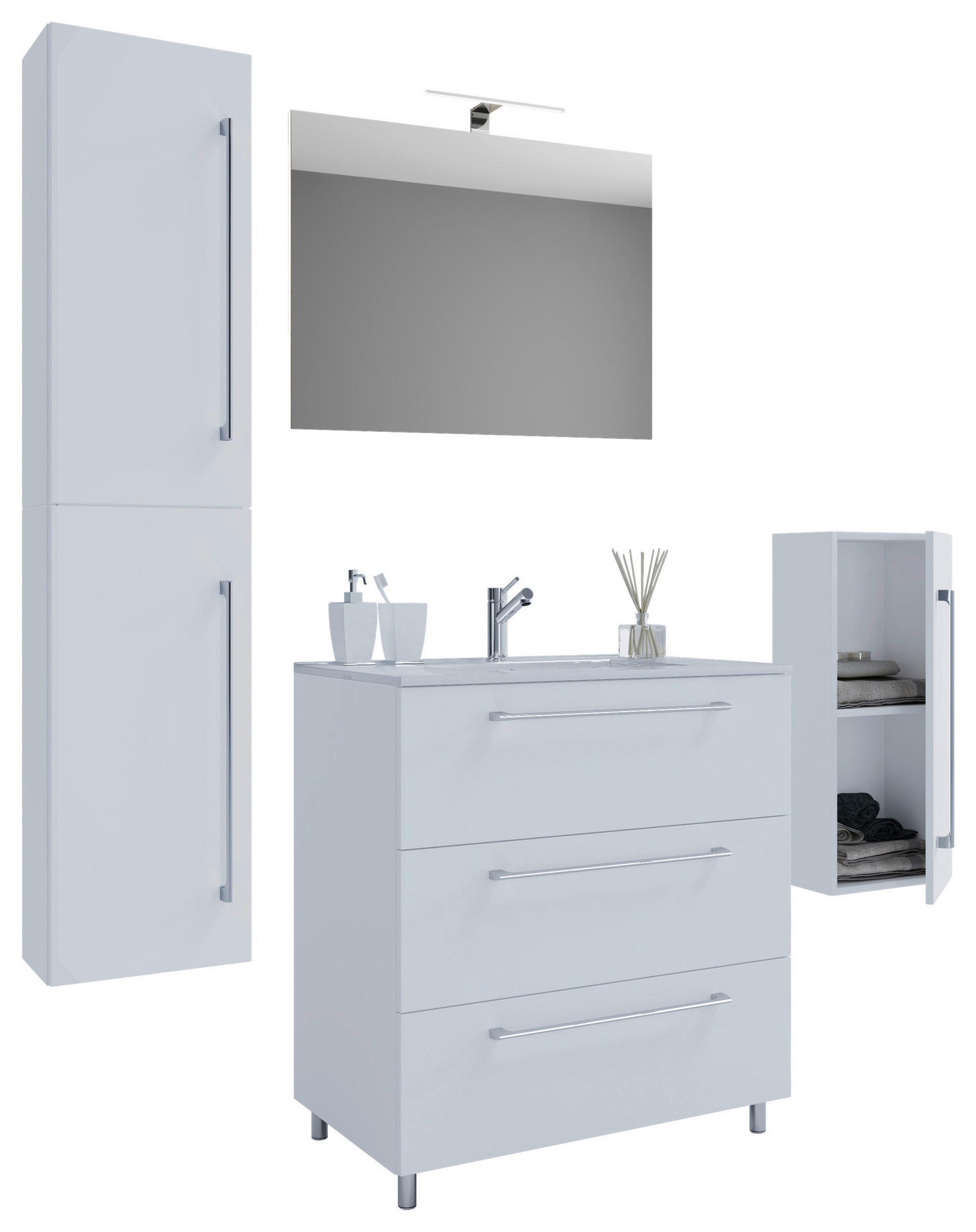 Waschplatz 5tlg-Schubo weiß B/H/T: ca. 80x86x46 cm 5tlg-Schubo - weiß (80,00/86,00/46,00cm) - VCM Möbel