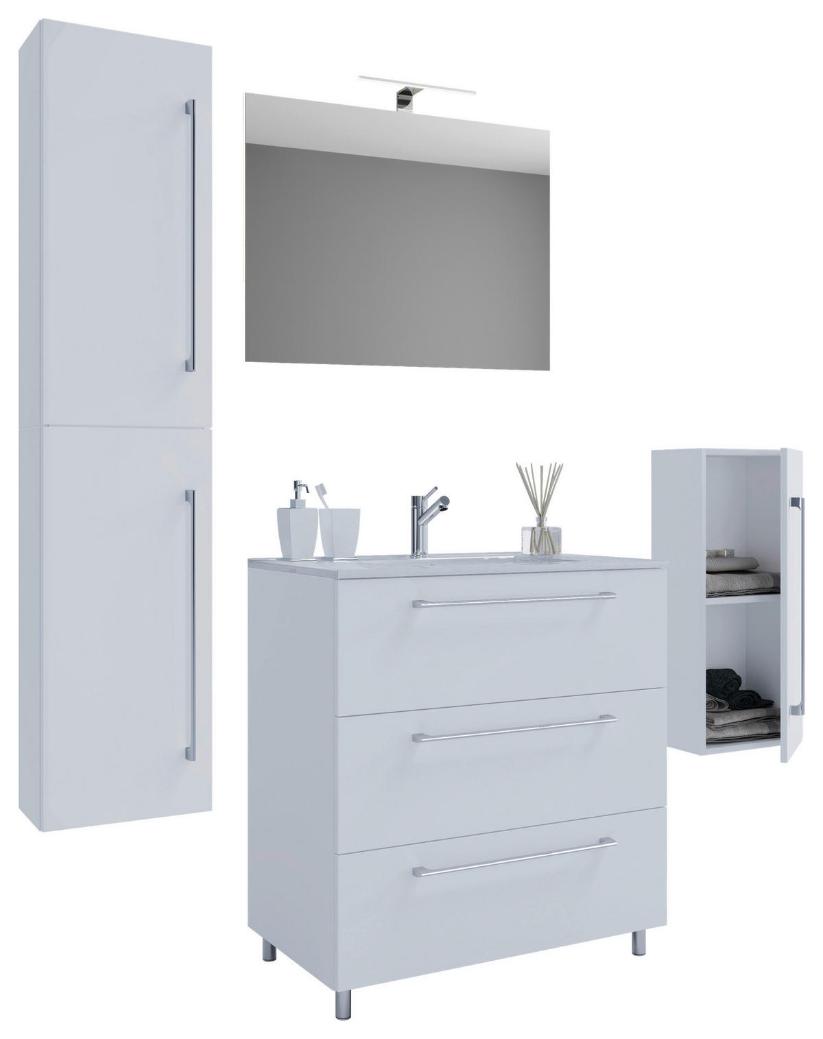 Waschplatz 5tlg-Schubo weiß B/H/T: ca. 80x86x46 cm 5tlg-Schubo - weiß (80,00/86,00/46,00cm) - VCM Möbel