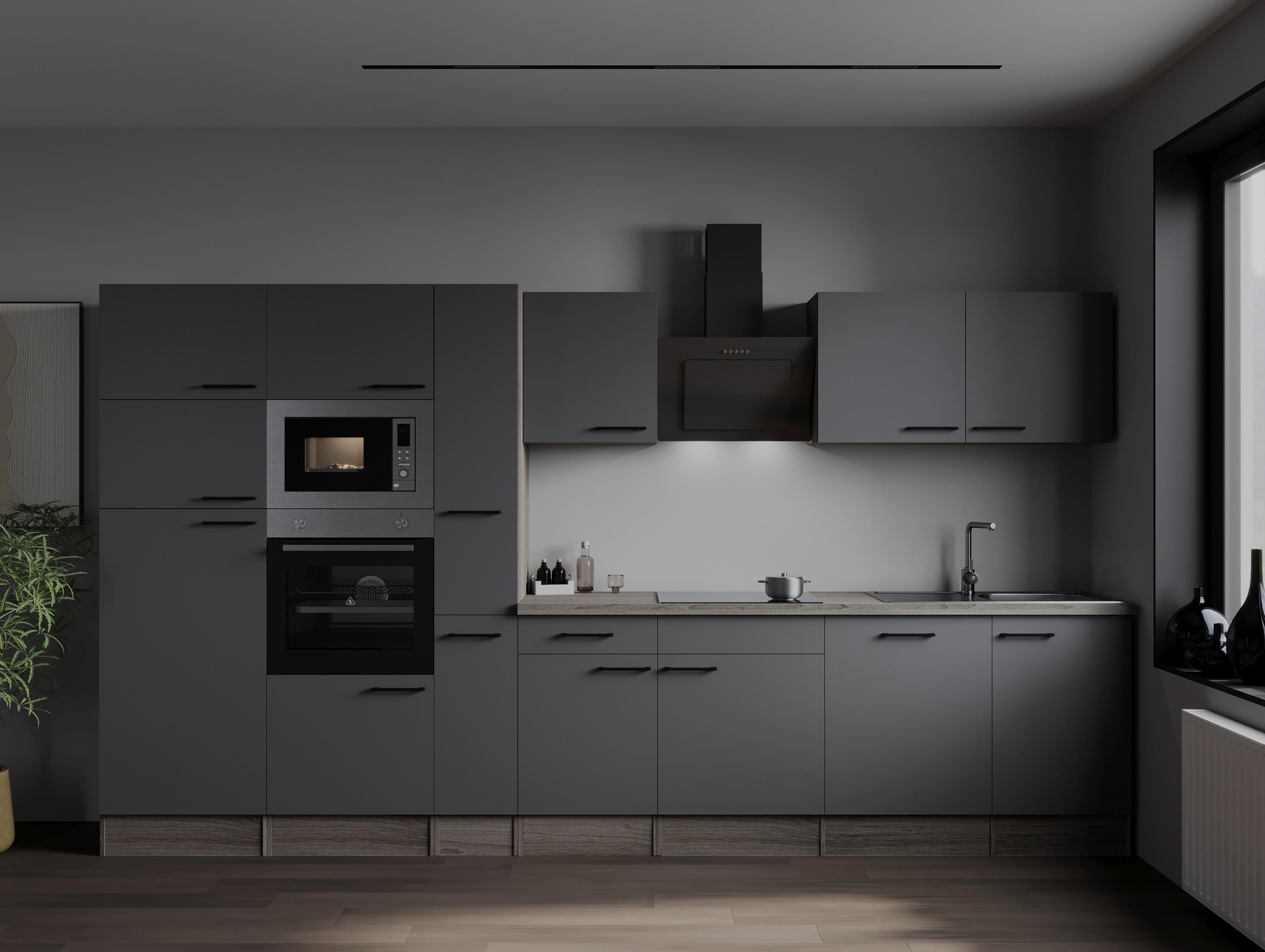 Küchenblock Oliver B/H/T: ca. 370x205x60 cm Oliver - Eiche/grau (370,00/205,00/60,00cm) - Respekta