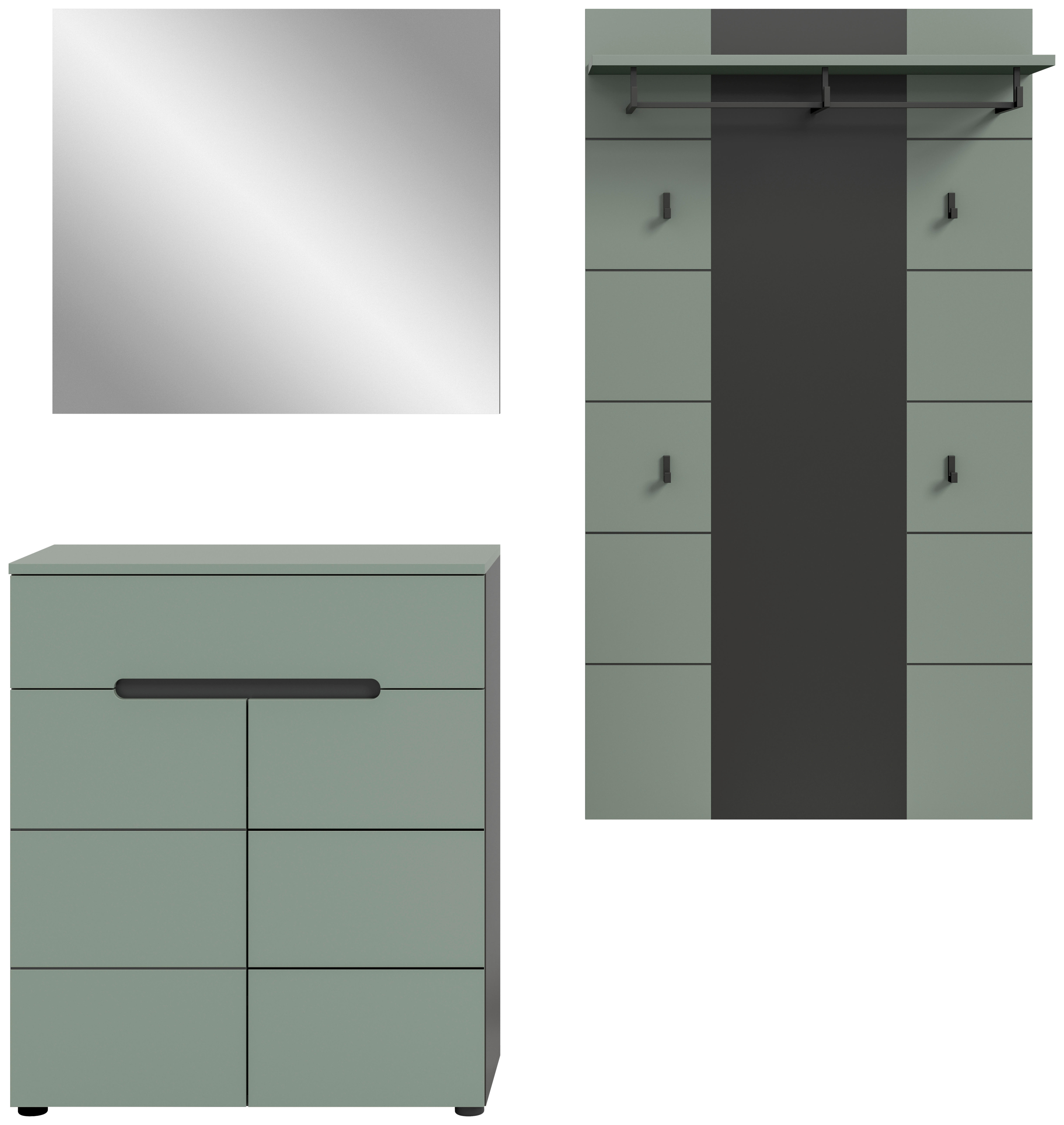 Garderobe Canu grün basaltgrau Nachbildung B/H/T: ca. 175x190x37 cm Canu - basaltgrau/grün (175,00/190,00/37,00cm) - xonox.home