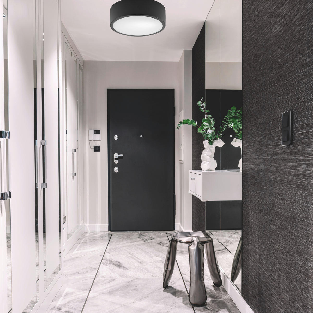 Lamkur Deckenleuchte DANTE 43913 schwarz Glas Stahl H/L: ca. 8x26 cm E27 1 Brennstellen Dante - schwarz (26,00cm) - Lamkur