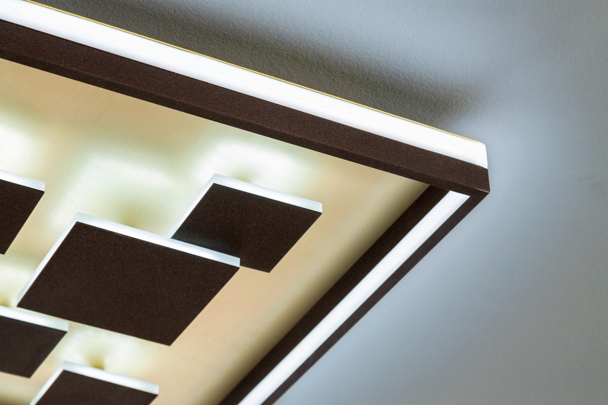 Fischer & Honsel LED-Deckenleuchte 20119 braun rost Metall B/H/T: ca. 53x8x53 cm 1 Brennstellen Rico - braun/rost (53,00/8,00/53,00cm) - Fischer & Honsel