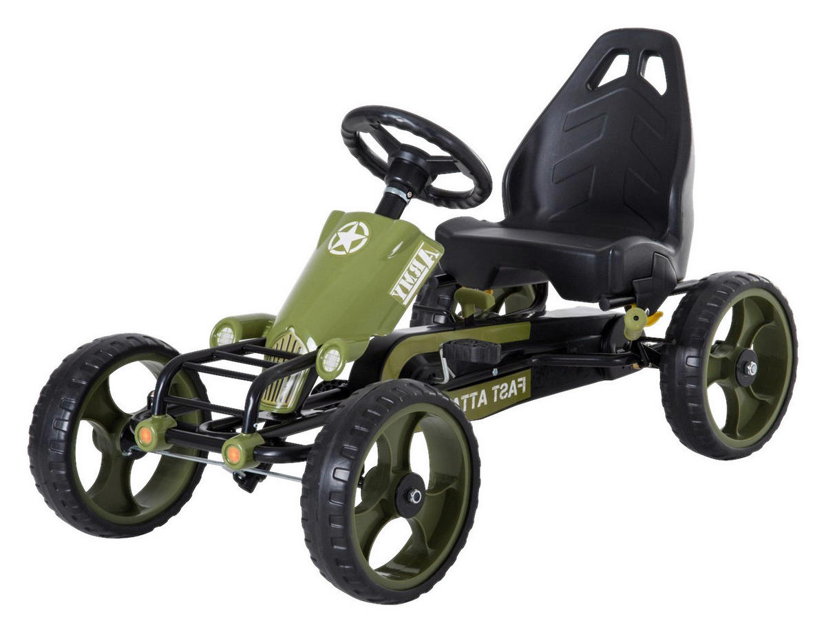 HOMCOM Go Kart schwarz B/H/L: ca. 54x61x105 cm Kinder_Go_Kart_mit_Handbremse - schwarz/grün (105,00/54,00/61,00cm) - HOMCOM