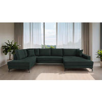 Wohnlandschaft Zero dunkelgrün Microfaser B/H/T: ca. 362x86x195 cm Zero - schwarz/dunkelgrün (362,00/86,00/195,00cm)