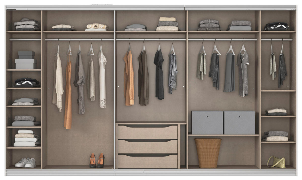 Kleiderschrank Kulmbach grau B/H/T: ca. 360x210x62 cm Kulmbach - Alu/grau (360,00/210,00/62,00cm)