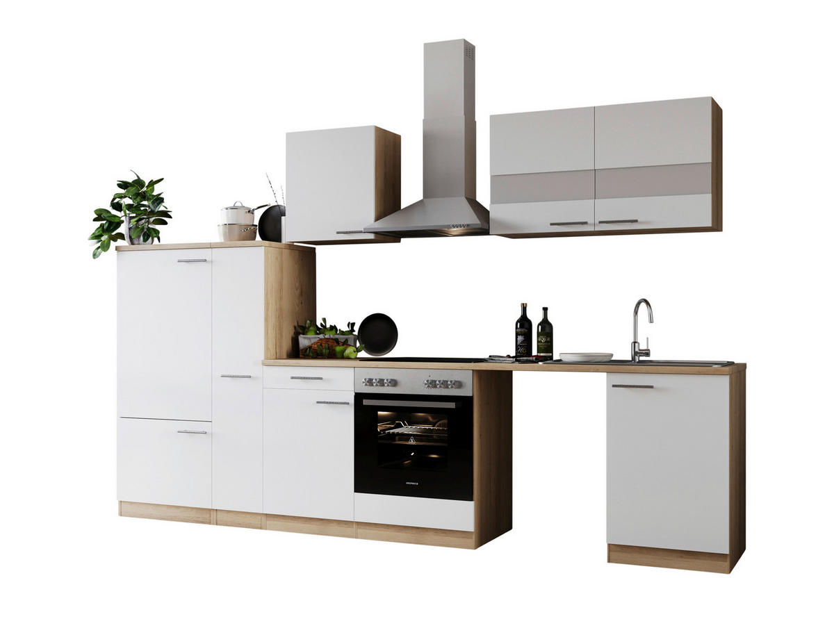 Respekta Küchenblock Merle weiß B/H/T: ca. 310x200x60 cm Merle - Eiche/weiß (310,00/200,00/60,00cm) - Respekta