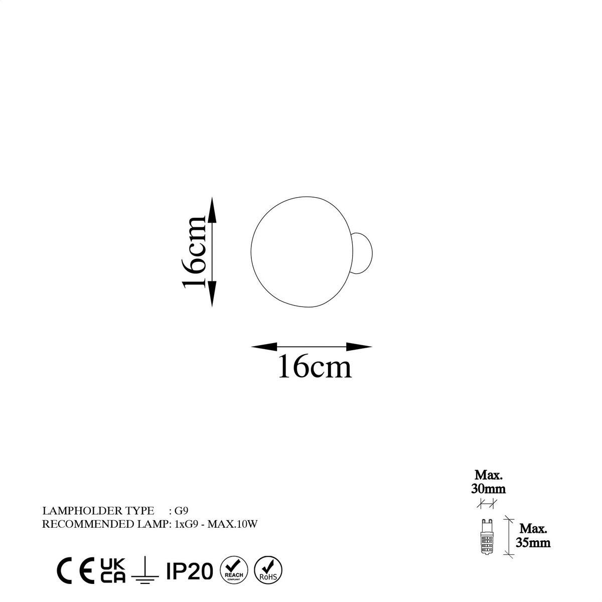 Opviq Wandleuchte Fungal gold Metall B/H/T/L/D: ca. 16x16x16x16x16 cm G9 1 Brennstellen Fungal - gold (16,00/16,00/16,00cm) - Opviq