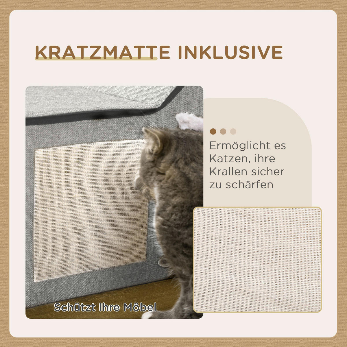 PawHut Katzen-Zubehör grau Polypropylen B/H/L: ca. 41x65x45,5 cm Katzenhöhle - grau (45,50/41,00/65,00cm) - PawHut