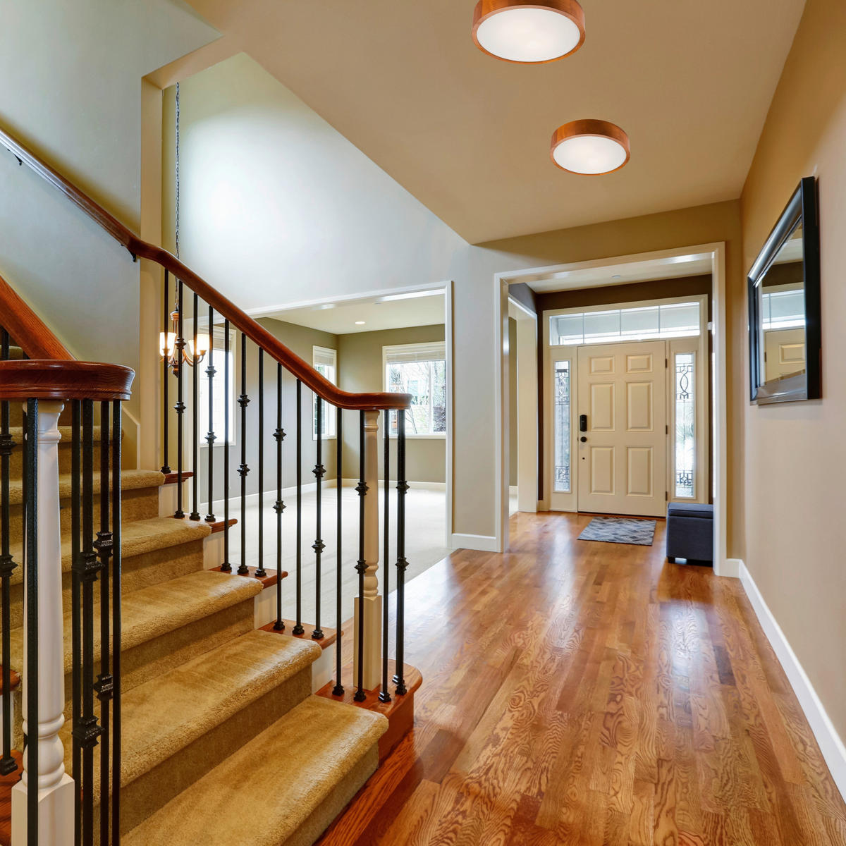 Lamkur Deckenleuchte rustikal Holz Glas B/H/L: ca. 38,5x12x38,5 cm 2 Brennstellen Eveline - rustikal (38,50/38,50/12,00cm) - Lamkur