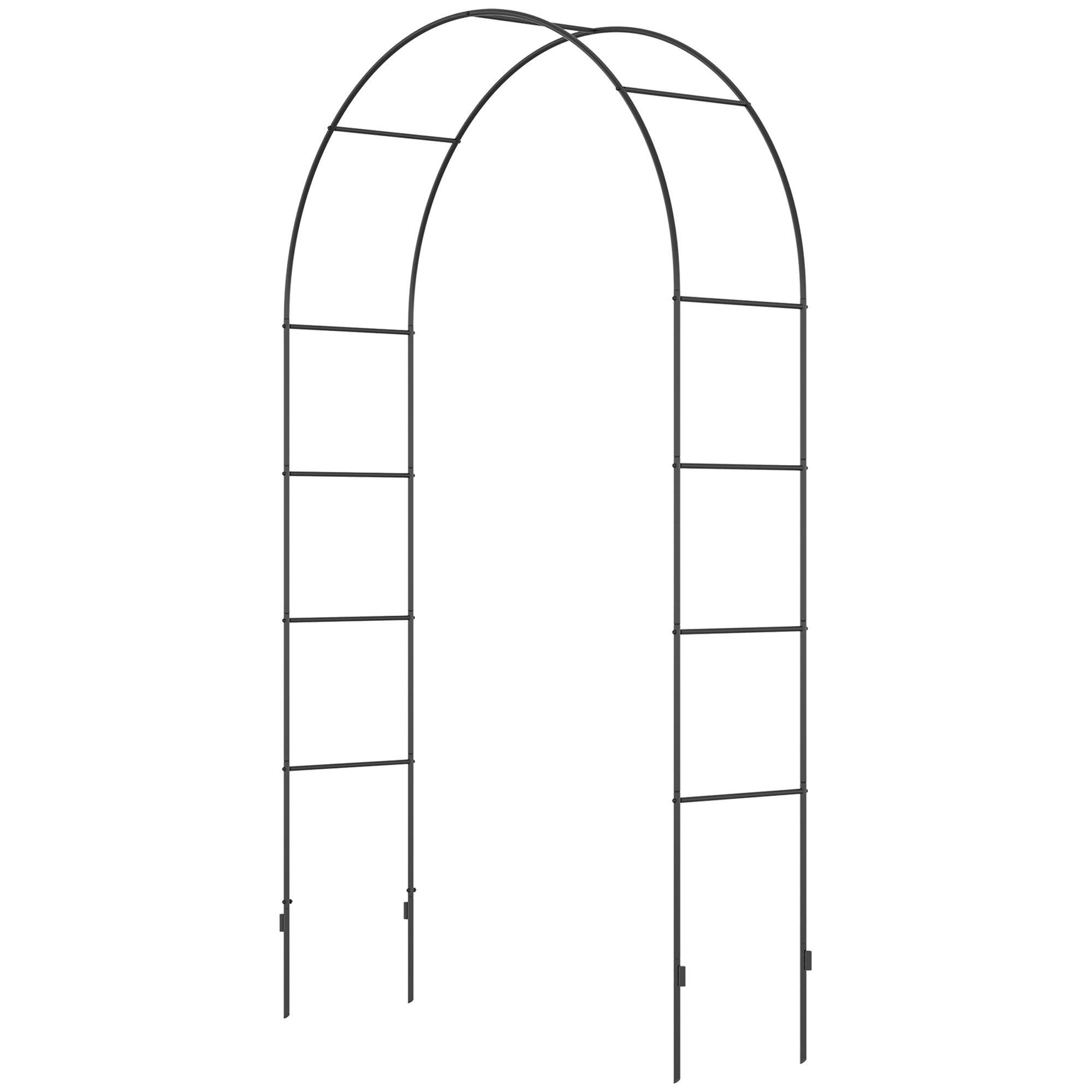Outsunny Rosenbogen mit Metallrahmen schwarz B/H/L: ca. 40x240x140 cm Rosenbogen_mit_Metallrahmen - schwarz (140,00/40,00/240,00cm) - Outsunny