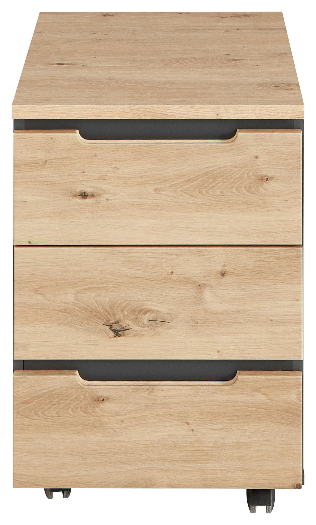 Rollcontainer Memphis Eiche Artisan Nachbildung anthrazit B/H/T: ca. 45x66x55 cm Memphis - Eiche/anthrazit (45,00/66,00/55,00cm)