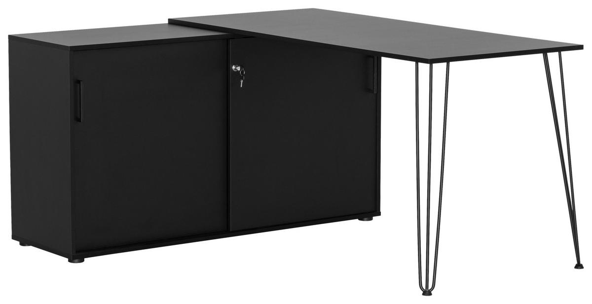 Eckschreibtisch Ekko schwarz matt B/H/T: ca. 129,5x73,8x145 cm Ekko - schwarz (129,50/73,80/145,00cm) - Möbelpartner