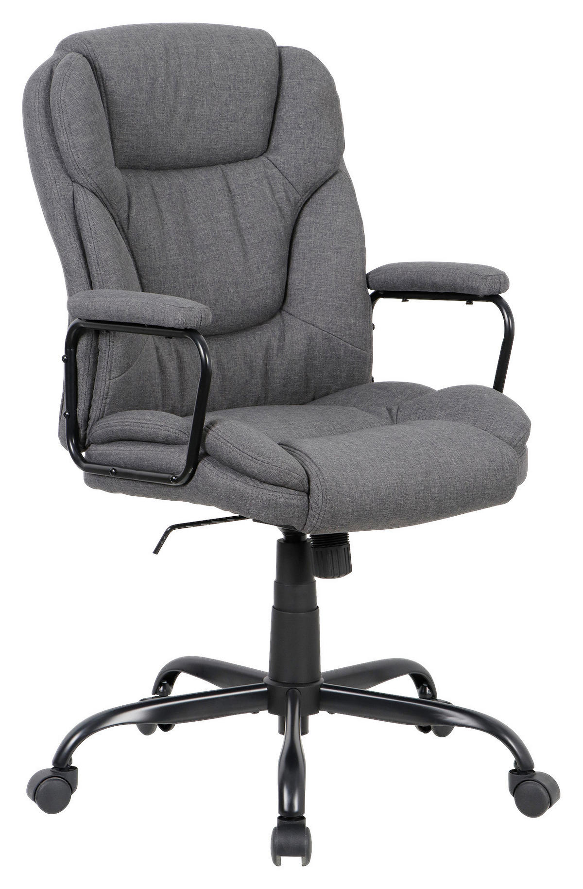 Chefsessel STING schwarz grau Metall Stoff STING - schwarz/grau (57,00/109,00/67,00cm) - byLIVING