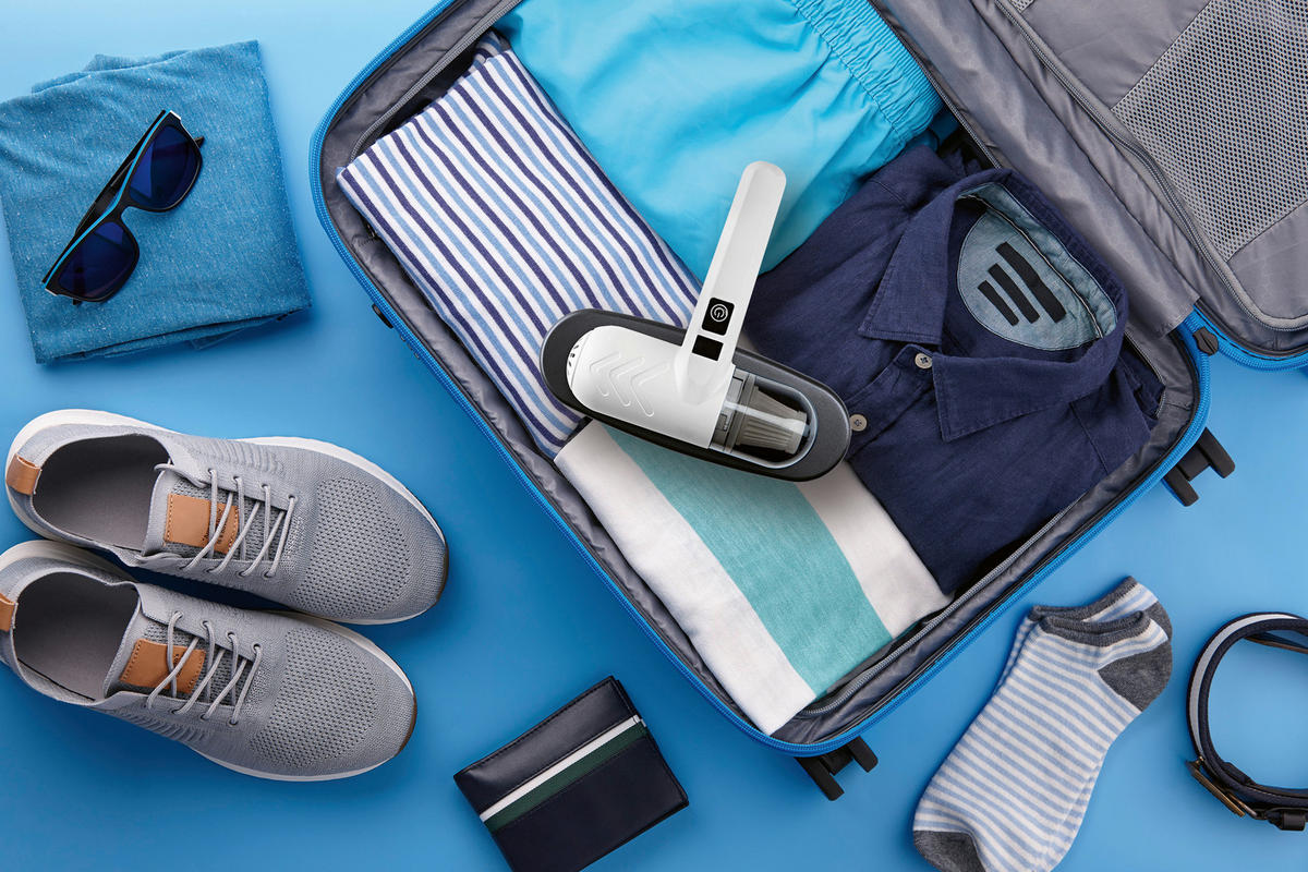 CLEANmaxx Handstaubsauger grau weiß Kunststoff B/H/L: ca. 17,7x7,7x22 cm Akku-Milbensauger 15440 - weiß/grau (22,00/17,70/7,70cm) - CLEANmaxx