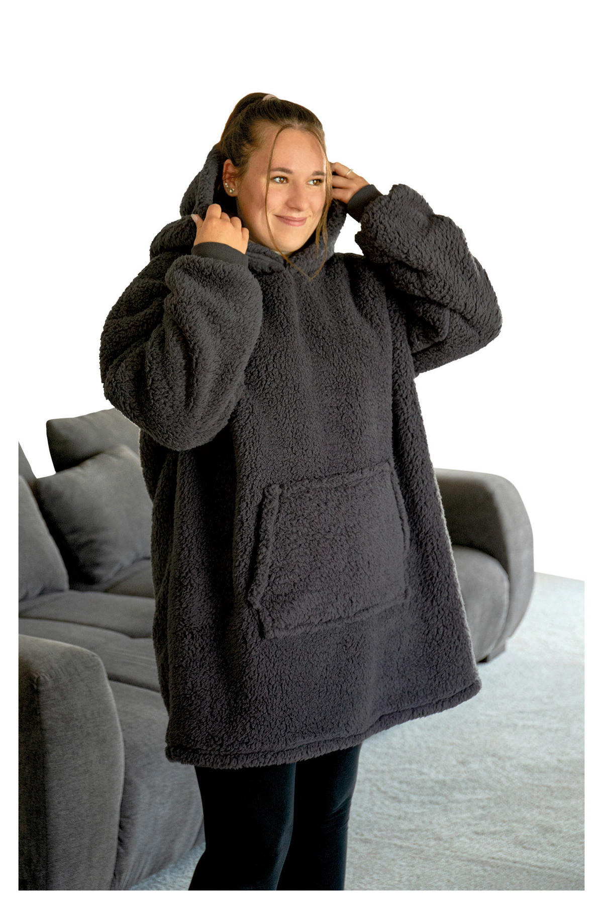 Wohndecke Kuscheldecke_Hoodie anth 70x110cm - anthrazit (70,00/110,00cm)