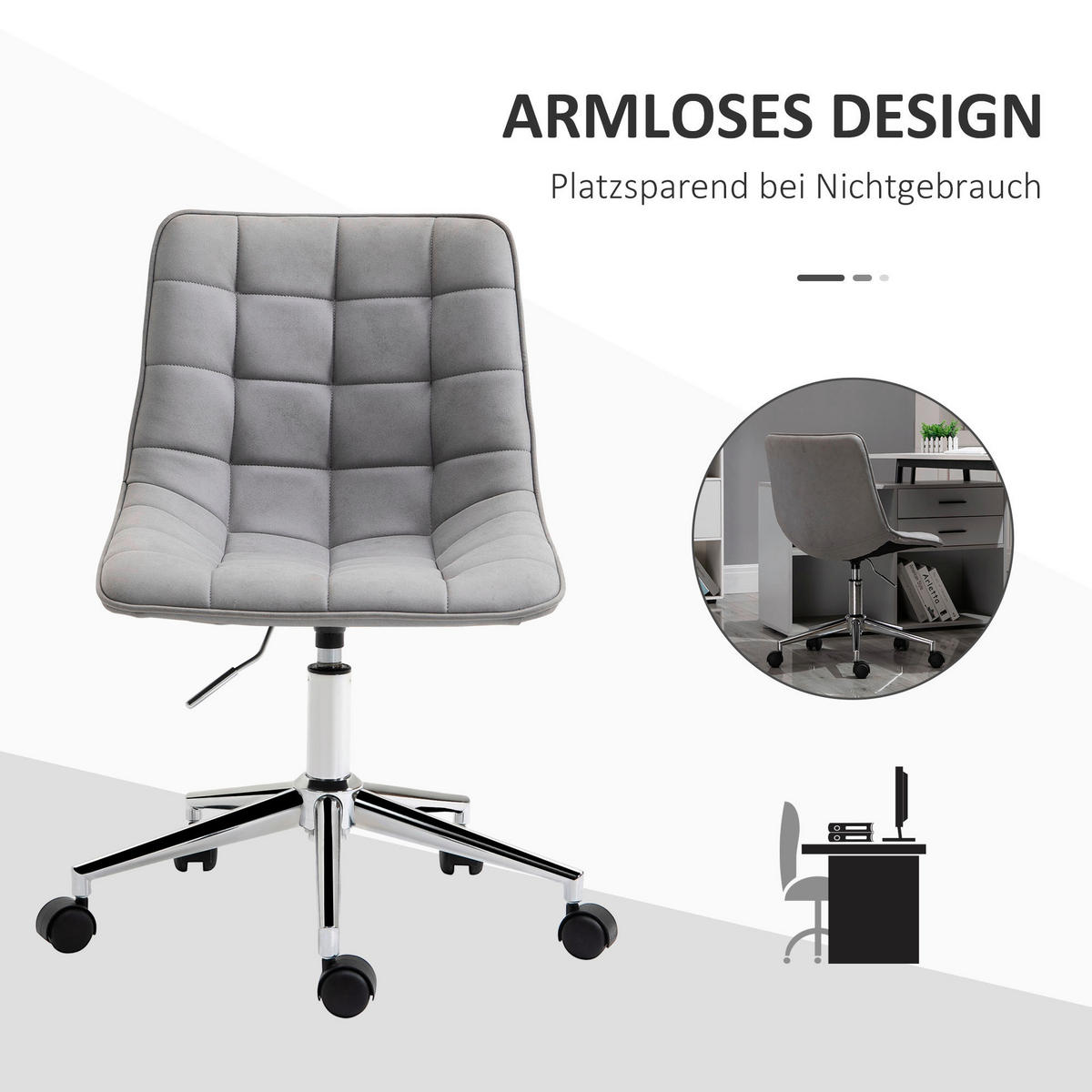 Drehstuhl 921-361 hellgrau 921-361 - hellgrau (60,00/90,00/60,00cm) - Vinsetto