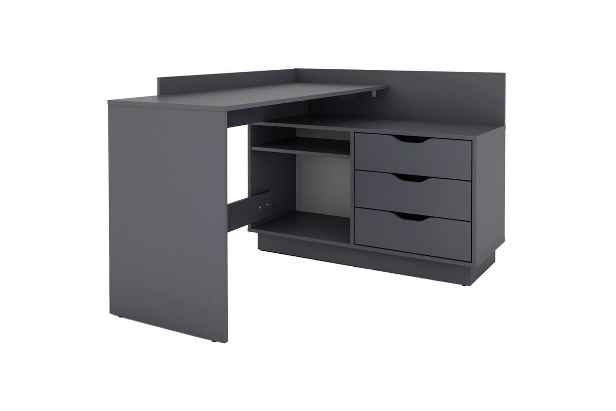 Eckschreibtisch BELFAST anthrazit B/H/T: ca. 129x83,5x105 cm BELFAST - anthrazit (129,00/83,50/105,00cm) - byLIVING
