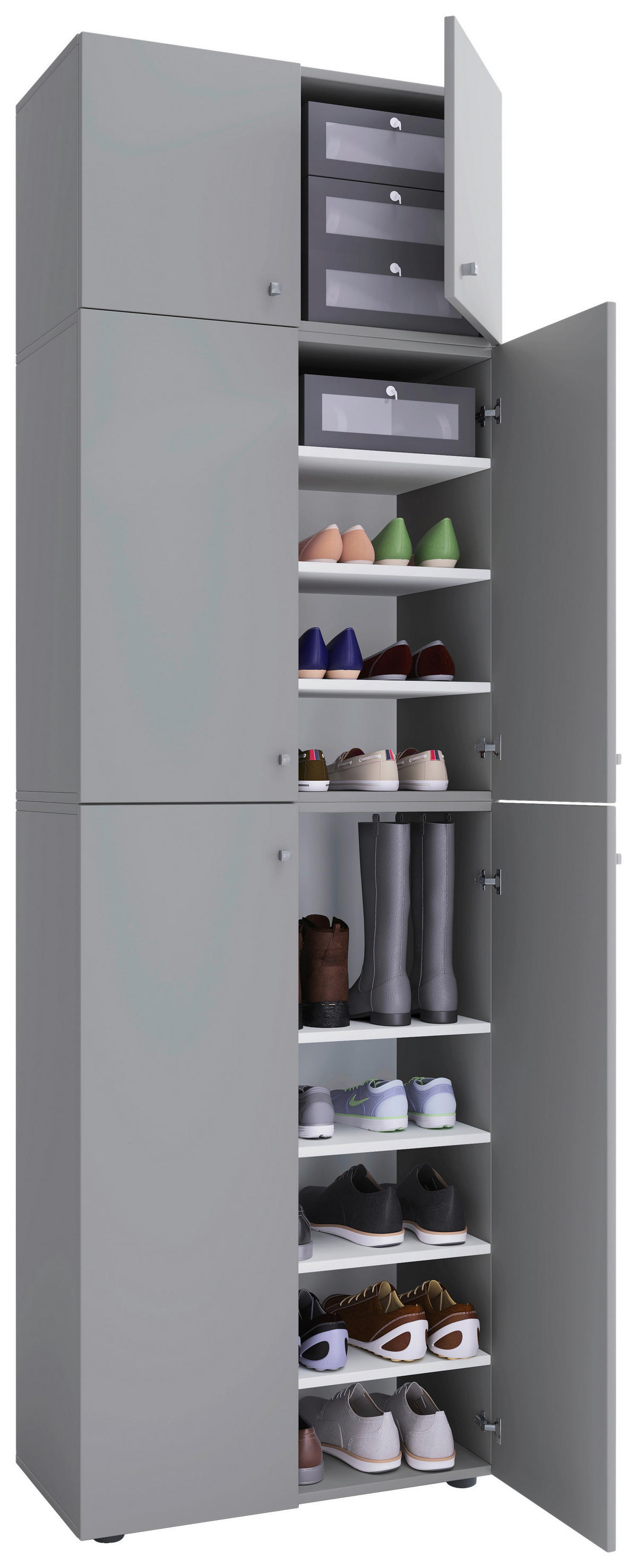 Schuhschrank Lona grau weiß B/H/T: ca. 70x223x39 cm Lona - weiß/grau (70,00/223,00/39,00cm) - VCM Möbel