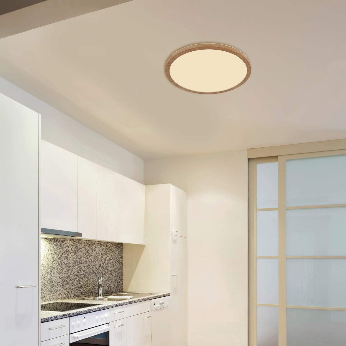 GLOBO LED-Deckenleuchte braun Opal Kunststoff H/D: ca. 2,5x42 cm SAPANA - braun/Opal (42,00/2,50cm) - GLOBO