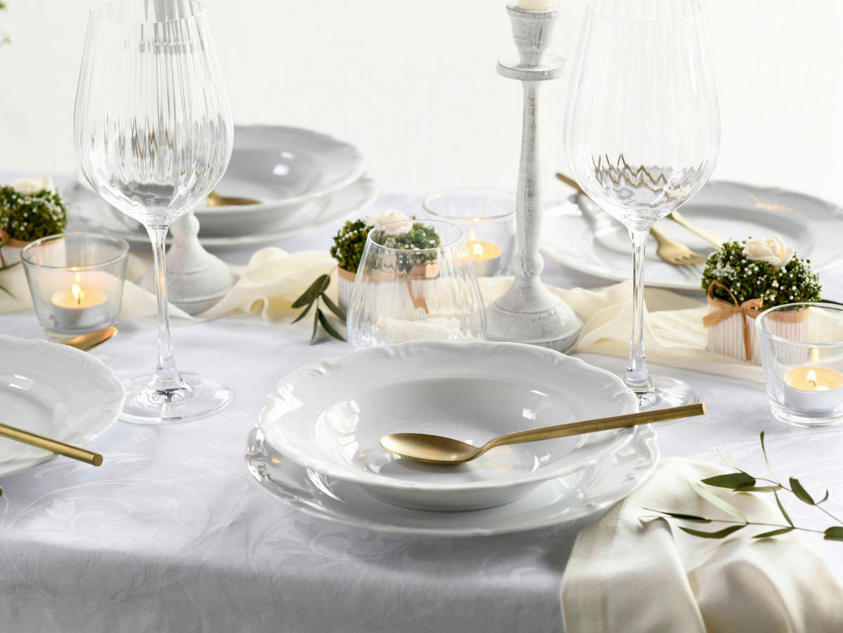 CreaTable Tafelservice Maria Theresia weiß Porzellan 12 tlg. Maria Theresia - weiß - CreaTable