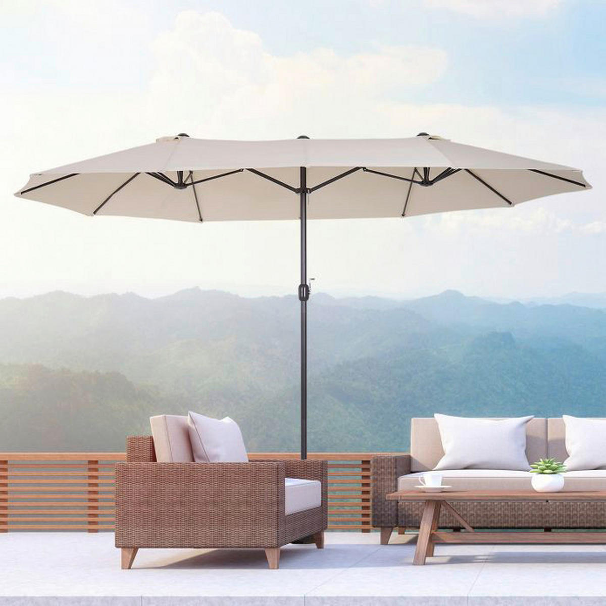 Outsunny Marktschirm creme Metall B/H/L: ca. 270x240x460 cm Marktschirm - creme (460,00/270,00/240,00cm) - Outsunny