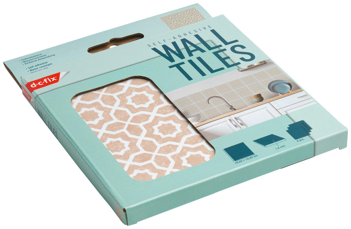 d-c-fix Wandfliese selbstklebend beige B/L: ca. 15,25x15,25 cm Wandfliesen_d-c-fix_selbstklebend - beige/weiß (15,25/15,25cm) - d-c-fix