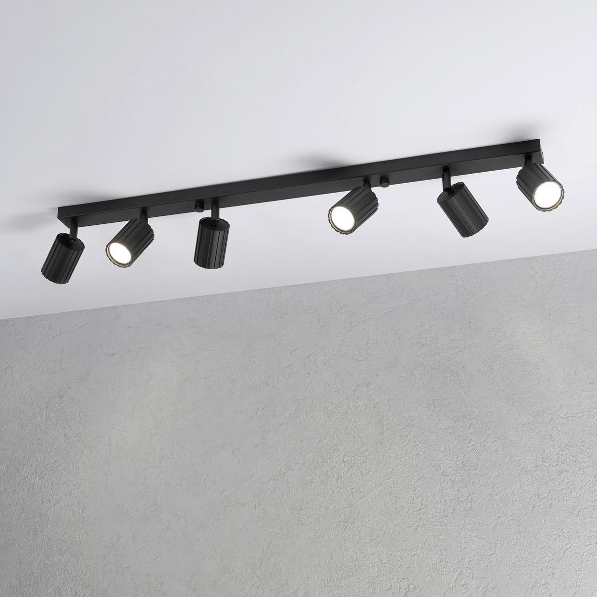 Lamkur Strahler schwarz Stahl B/H/L: ca. 6,5x16,5x117 cm 6 Brennstellen Prisma - schwarz (117,00/6,50/16,50cm) - Lamkur