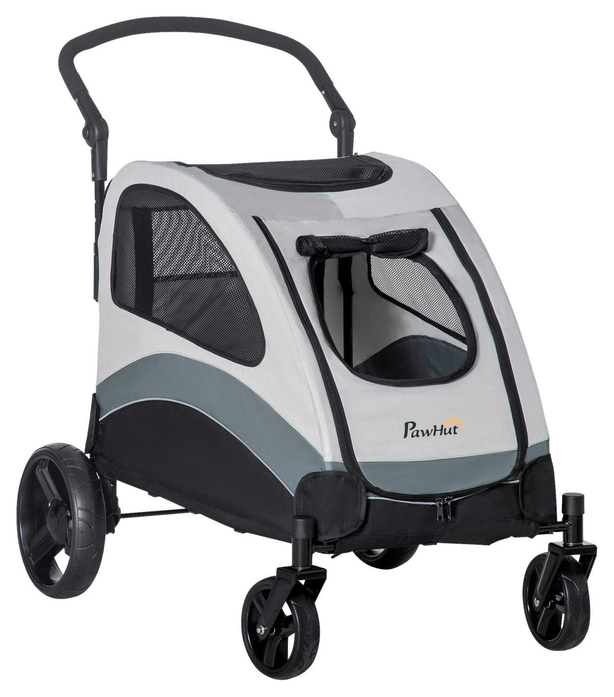 PawHut Hunde-Zubehör schwarz Polyester B/H/L: ca. 67x107x102 cm Hundebuggy - schwarz/grau (102,00/67,00/107,00cm) - PawHut