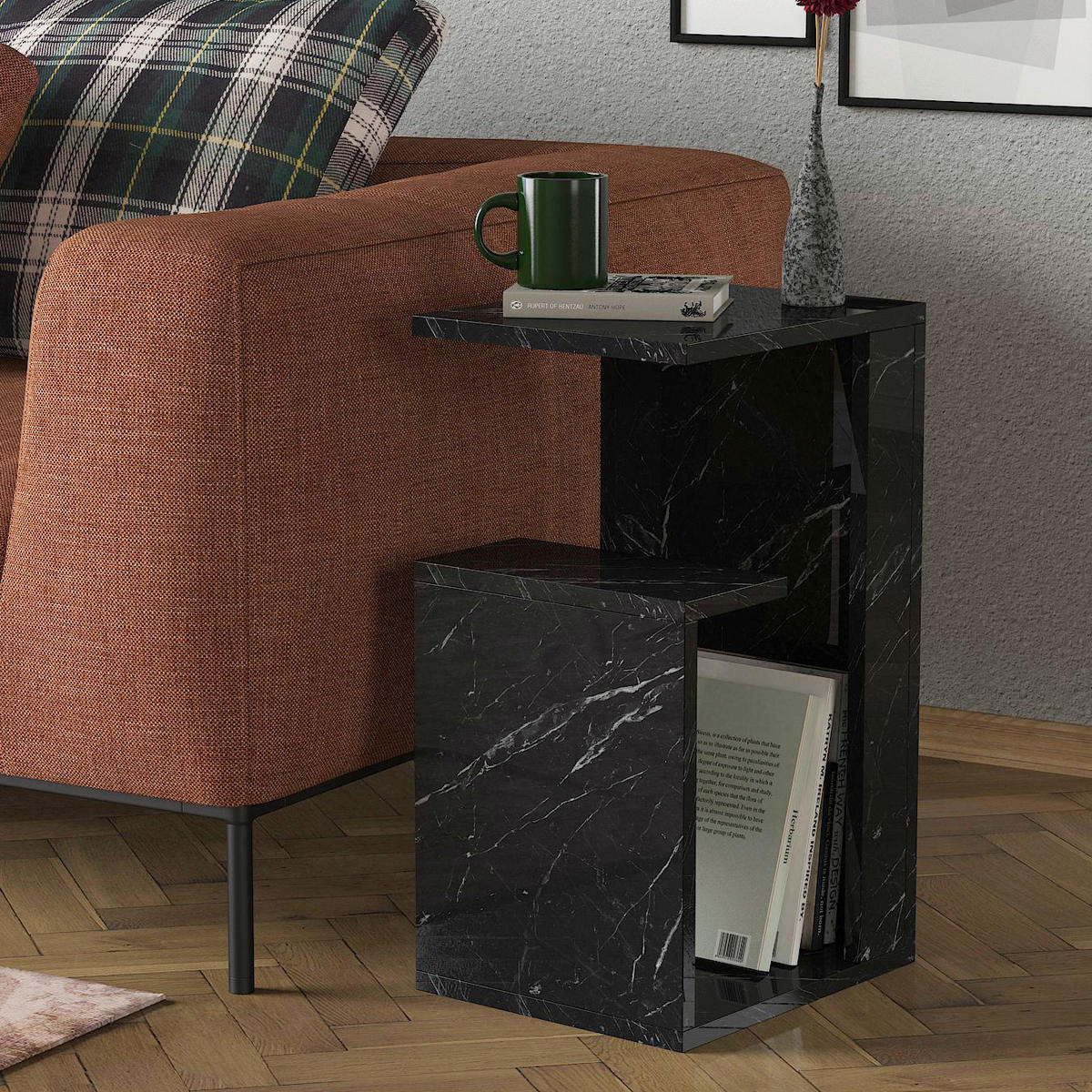 Beistelltisch Bendir Marmoroptik glänzend B/H/T: ca. 35x60x29,5 cm Bendir - Marmoroptik (35,00/60,00/29,50cm) - moebel17