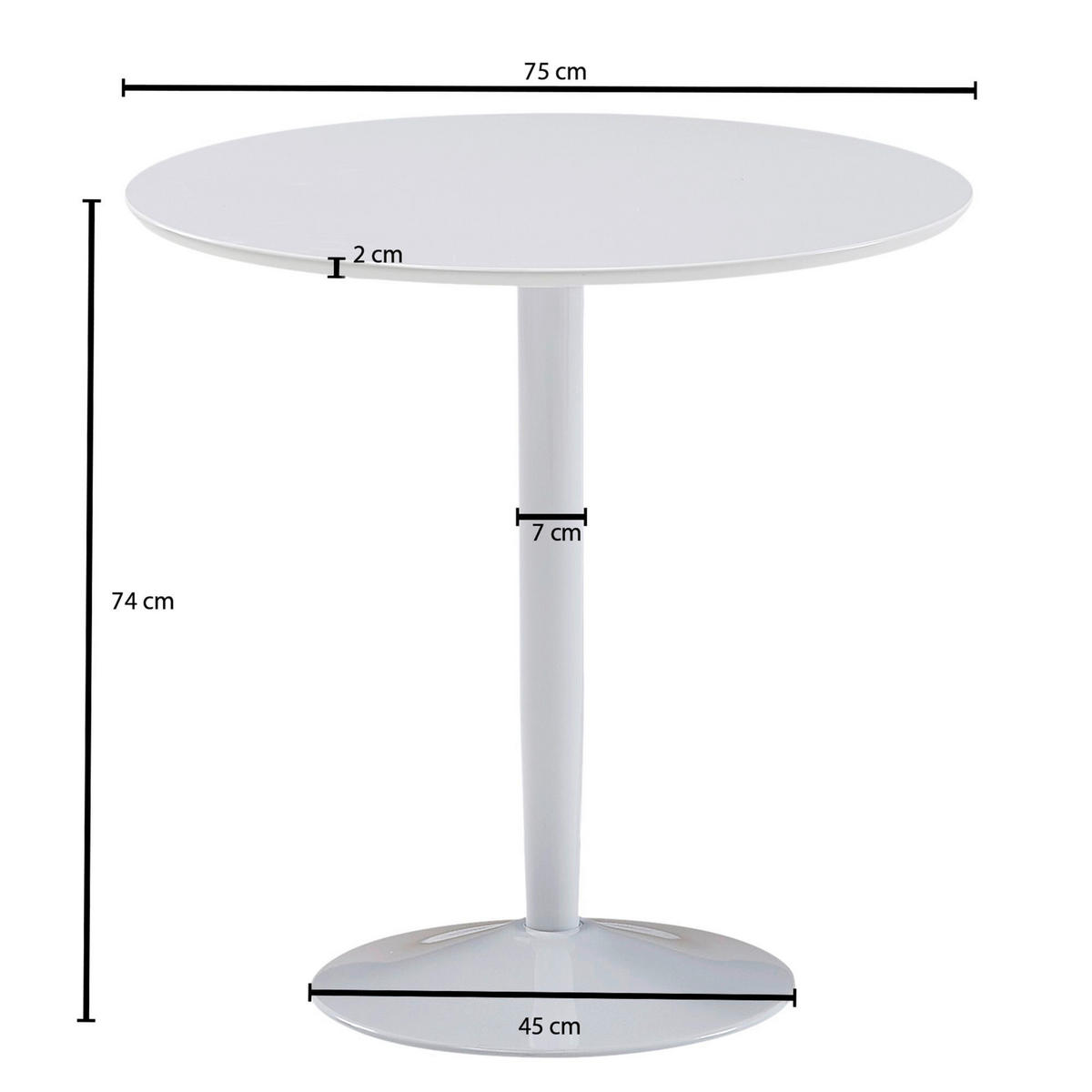 Esstisch weiß lackiert weiß lackiert lackiert B/H/T: ca. 75x74x75 cm Esszimmertisch - weiß (75,00/74,00/75,00cm) - Wohnling