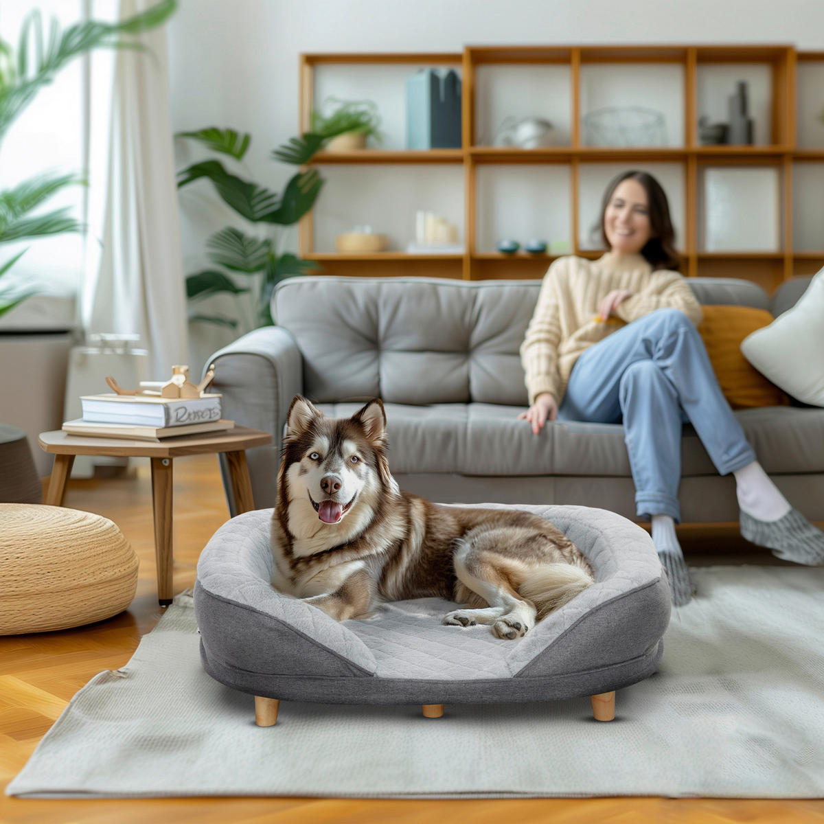 PawHut Hundesofa grau Polyester B/H/L: ca. 78x25x90 cm Hundesofa - grau (90,00/78,00/25,00cm) - PawHut