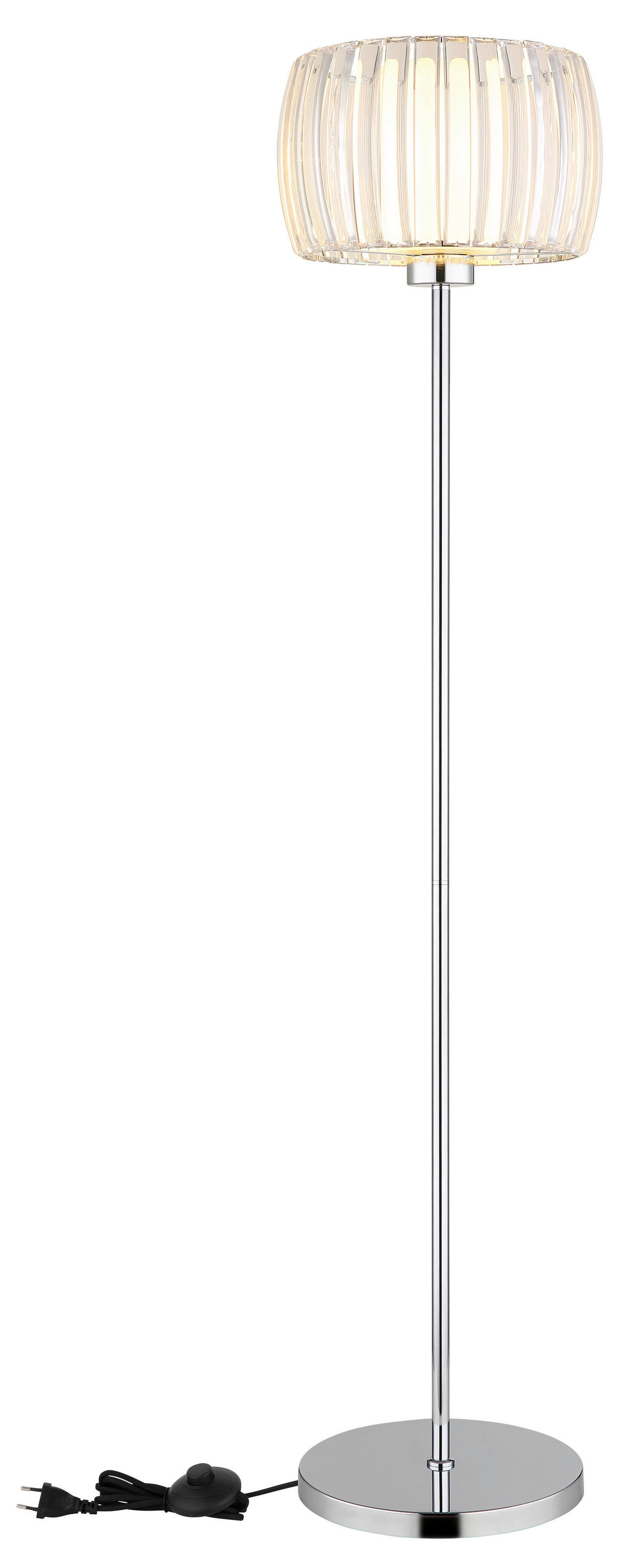 GLOBO Stehleuchte Chrom Opal schwarz Glas Textil Metall H/D: ca. 150x32,5 cm E27 1 Brennstellen MARIBEL - schwarz/Opal (32,50/150,00cm) - GLOBO